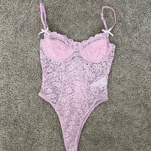 Lace pink bodysuit